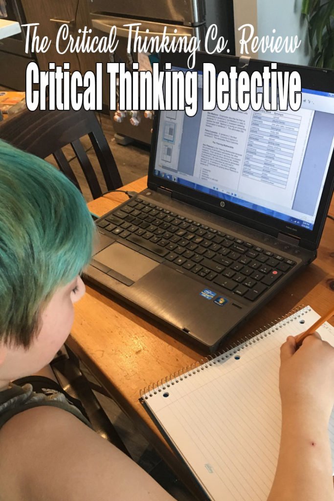 The Critical Thinking Co. has created a learning resource for aspiring detectives in your family. This review is for the Critical Thinking Detective - Vocabulary Book 2; an engaging way to introduce new vocabulary words and critical thinking. In this image, a child with blue hair is working in a notebook along side the digital eBook, opened on a laptop, of the Critical Thinking Detective.