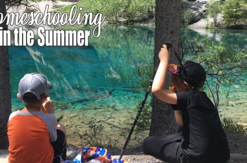 Two children stare out at the beautiful turquoise water of Grassi Lakes in Canmore Alberta. The warm weather is here, public schools are out. Are you homeschooling in the summer? For us, learning never stops, the opportunities just change.