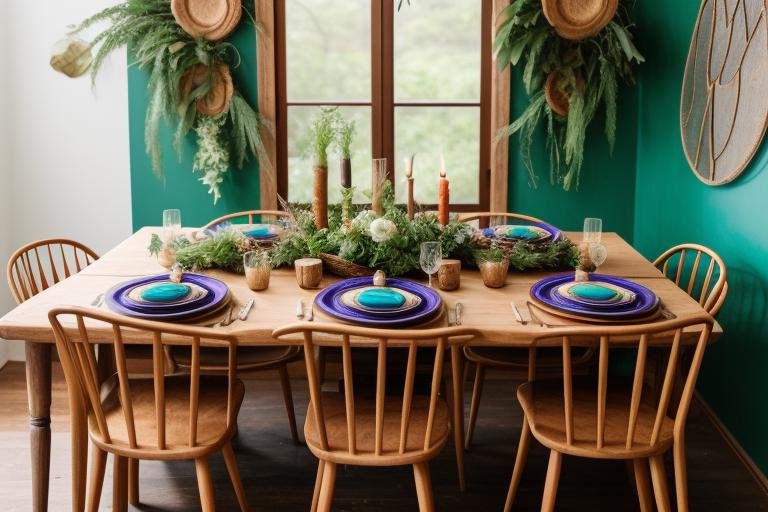 Wooden table set for a family dinner of mindful eating